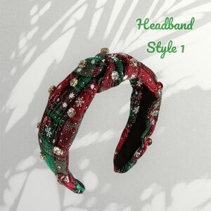 Christmas Top Knot Rhinestone and Faux Embellished Headband #1
